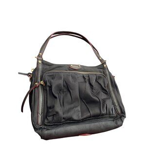 MZ Wallace womans Black Nylon Leather Trim Handbag crossbody SKU 8907